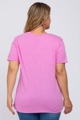 Pink Heathered Short Sleeve Plus Maternity Top