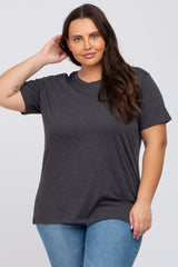 Charcoal Heathered Short Sleeve Plus Top