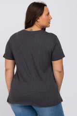 Charcoal Heathered Short Sleeve Plus Top