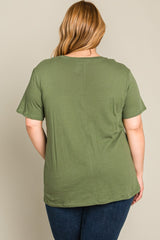 Olive Solid Short Sleeve Plus Top