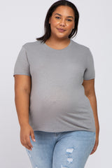 Heather Grey Short Sleeve Plus Maternity Top