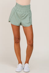 Mint Green Elastic Waist Active Shorts