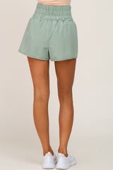 Mint Green Elastic Waist Active Shorts