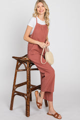 Rust Striped Wide Leg Cropped Overalls