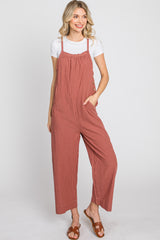 Rust Striped Wide Leg Cropped Overalls