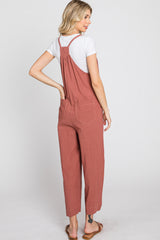 Rust Striped Wide Leg Cropped Overalls