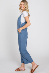 Blue Striped Wide Leg Cropped Overalls