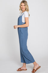 Blue Striped Wide Leg Cropped Overalls