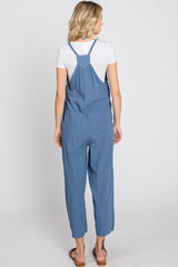 Blue Striped Wide Leg Cropped Overalls