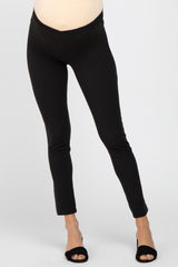 Black Crossover Waist Maternity Leggings