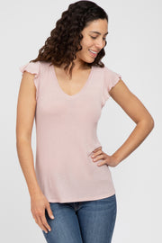 Light Pink Flutter Sleeve Top