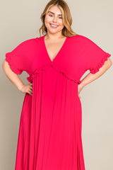 Fuchsia Solid Ruffle Plus Maxi Dress