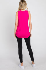 Fuchsia Sleeveless Ruched Top