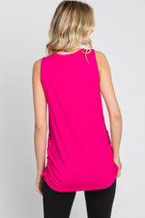 Fuchsia Sleeveless Ruched Top