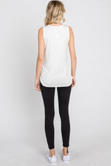 Ivory Sleeveless Ruched Top