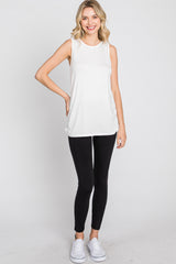 Ivory Sleeveless Ruched Top