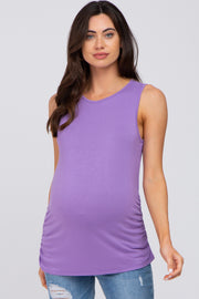 Lavender Sleeveless Ruched Maternity Top