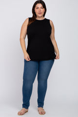 Black Ruched Side Plus Tank