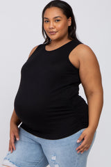 Black Ruched Side Plus Maternity Tank