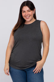 Charcoal Ruched Side Plus Tank