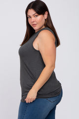 Charcoal Ruched Side Plus Tank