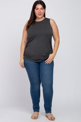 Charcoal Ruched Side Plus Tank