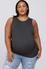 Charcoal Ruched Side Plus Maternity Tank