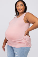 Light Pink Ruched Side Plus Maternity Tank