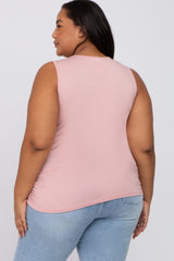 Light Pink Ruched Side Plus Maternity Tank