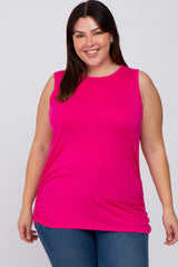 Fuchsia Ruched Side Plus Maternity Tank