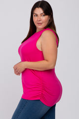 Fuchsia Ruched Side Plus Tank