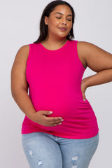 Fuchsia Ruched Side Plus Maternity Tank