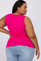 Fuchsia Ruched Side Plus Maternity Tank