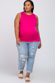 Fuchsia Ruched Side Plus Maternity Tank