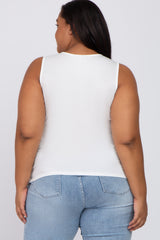 Ivory Ruched Side Plus Maternity Tank