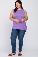 Lilac Ruched Side Plus Tank