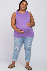 Lilac Ruched Side Plus Maternity Tank