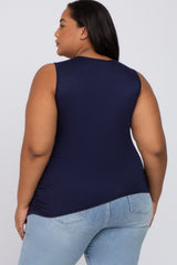 Navy Ruched Side Plus Maternity Tank