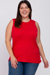 Red Ruched Side Plus Maternity Tank