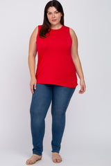 Red Ruched Side Plus Tank