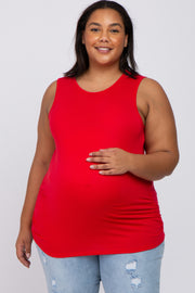 Red Ruched Side Plus Maternity Tank