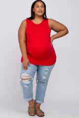 Red Ruched Side Plus Maternity Tank