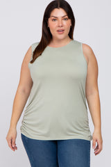 Light Olive Ruched Side Plus Maternity Tank