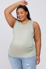 Light Olive Ruched Side Plus Maternity Tank