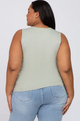 Light Olive Ruched Side Plus Maternity Tank