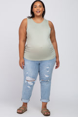 Light Olive Ruched Side Plus Maternity Tank