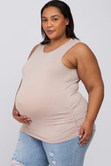 Taupe Ruched Side Plus Maternity Tank