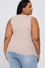 Taupe Ruched Side Plus Maternity Tank