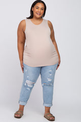 Taupe Ruched Side Plus Maternity Tank