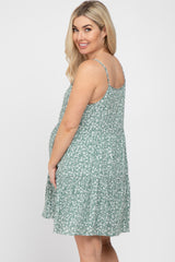 Olive Floral Tiered Maternity Mini Dress